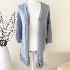 Loft Open Front Long Cardigan with Tassels